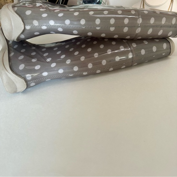 💥CLEAROUT💥Rainy Day Gray Polka Dot Tall Waterproof Boots Size 10 Galoshes - Picture 7 of 7